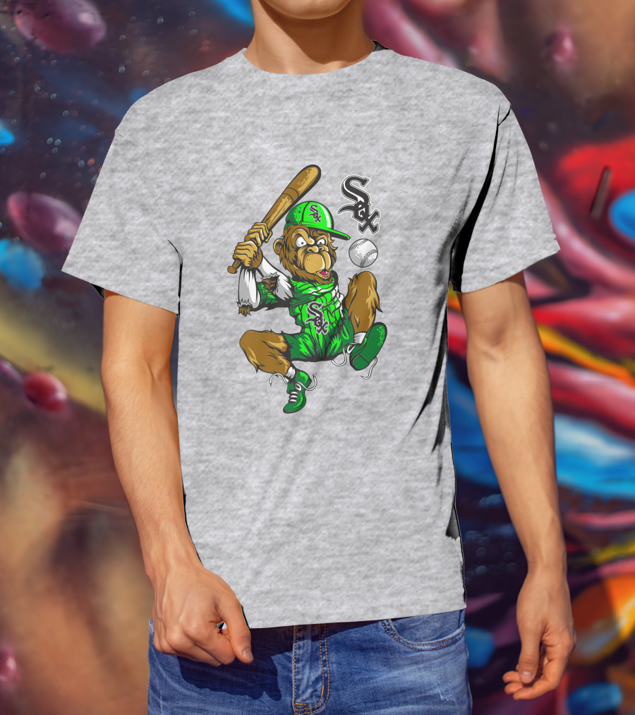 Chicago White Sox Baseball Cartoon Character Batter With Sox T-Shirt