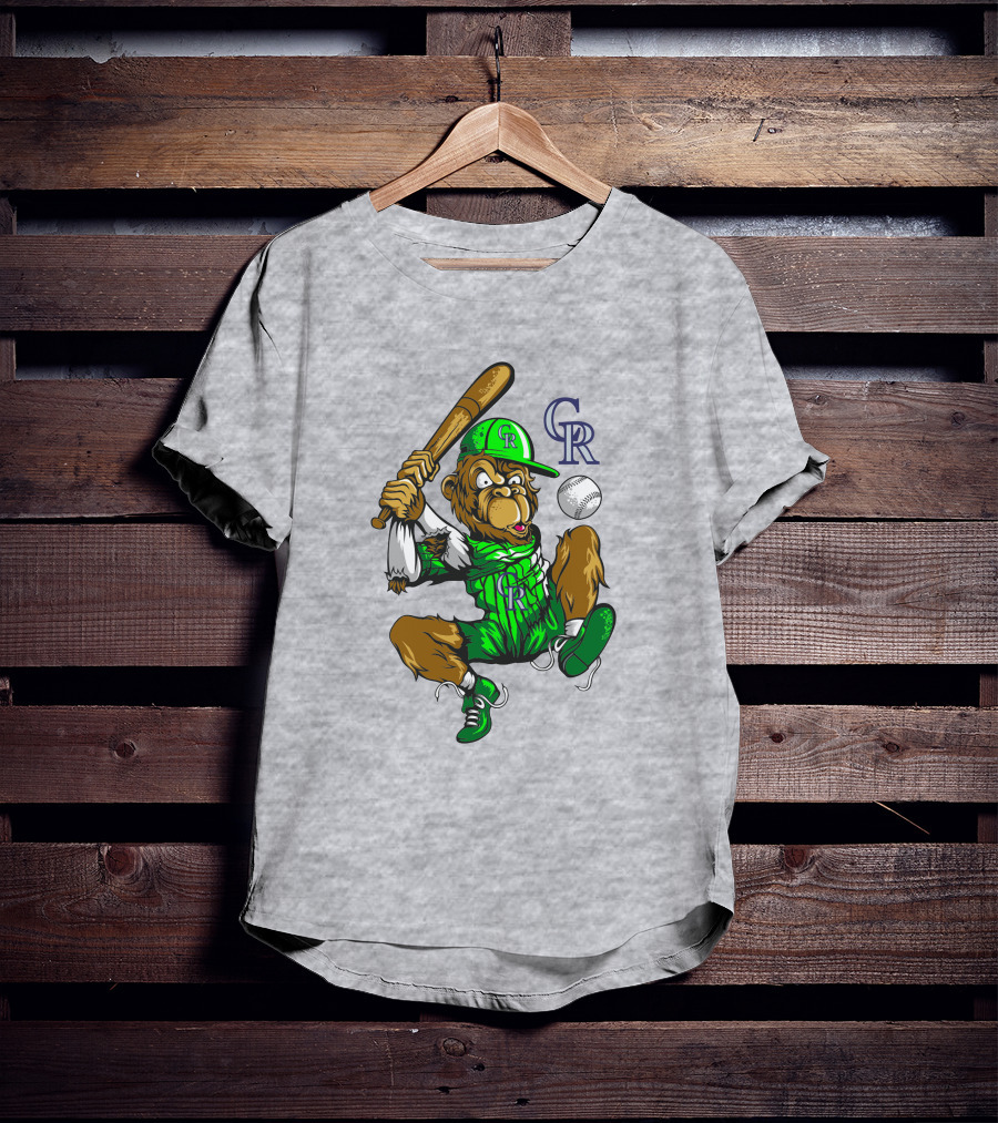 Colorado Rockies Cr Baseball Monkey Batting T-Shirt