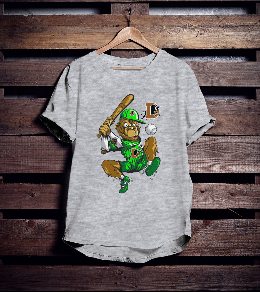 Durham Bulls Home Run Baseball Monkey In Green Uniform With Bat And Ball T-Shirt