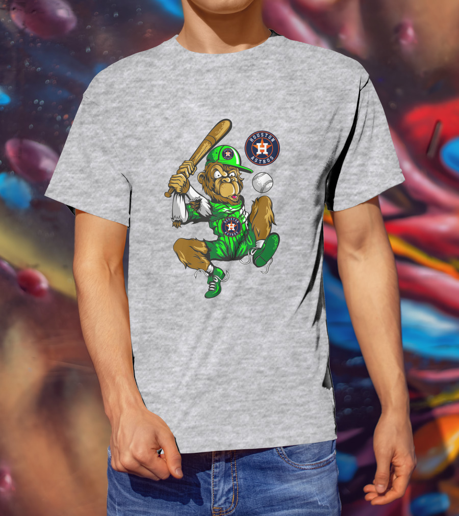 Houston Astros Baseball Monkey Home Run Swing T-Shirt