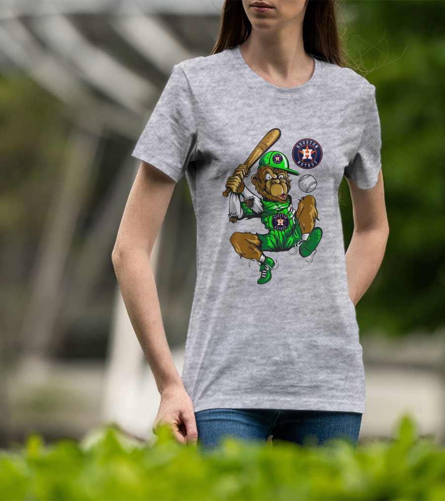 Houston Astros Baseball Monkey Home Run Swing T-Shirt