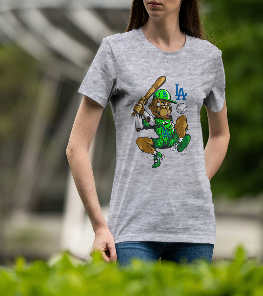 Los Angeles Dodgers Home Run La Monkey Baseball Batter T-Shirt