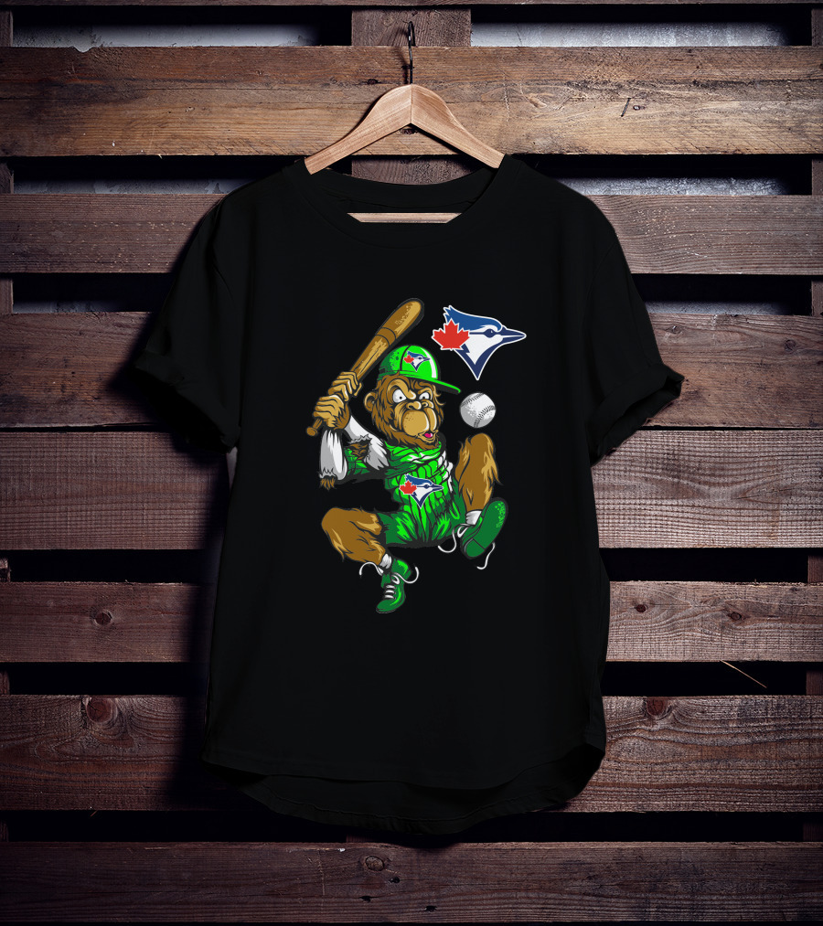 Toronto Blue Jays Gorilla Icon Swinging Bat With Logo And Baseball T-Shirt