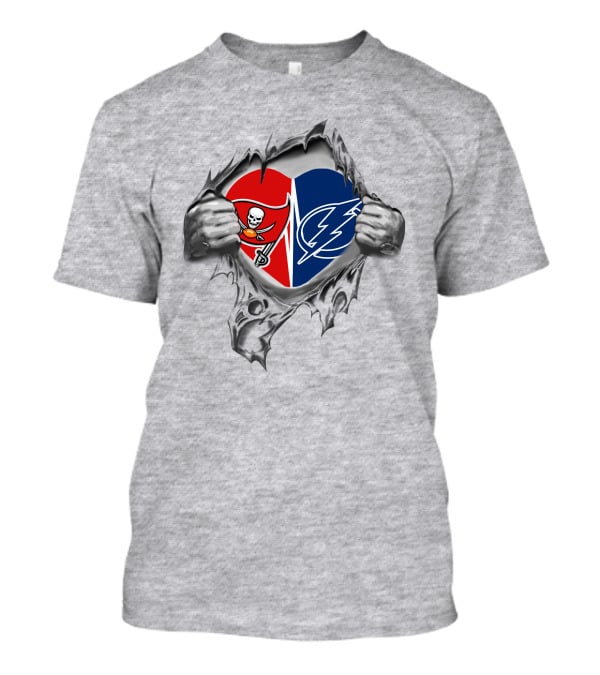 Tampa Bay Buccaneers Lightning Heart Torn Open T-Shirt