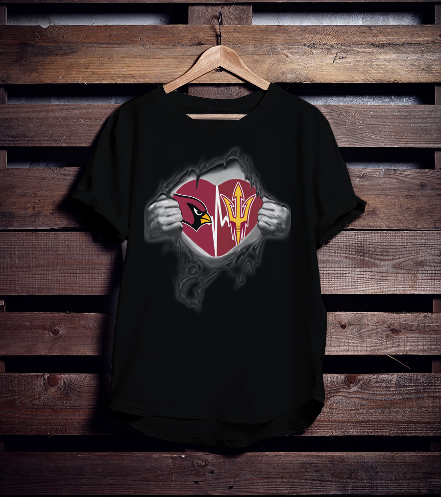 Arizona Cardinals Arizona State Sun Devils Heart Inside My Chest T-Shirt