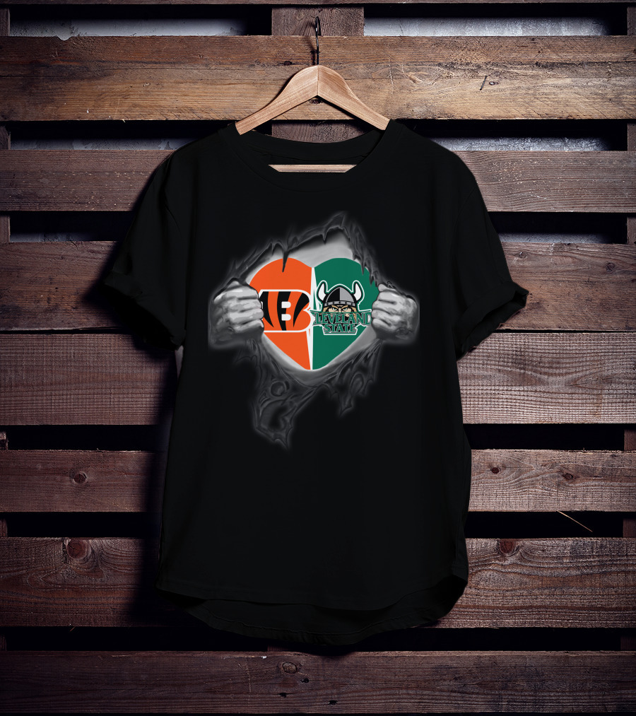Bengals Cleveland State Vikings Heart T-Shirt