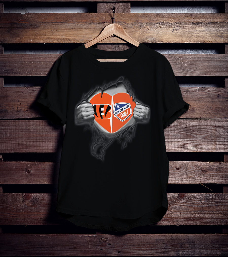 Bengals Fc Cincinnati Heart Logo Peel T-Shirt