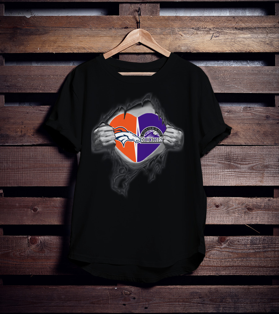 Broncos Rockies Colorado Heart T-Shirt