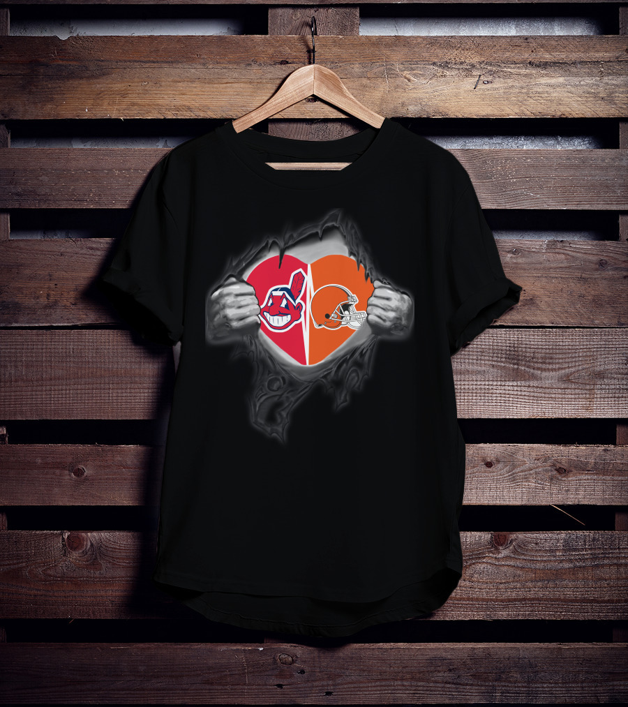 Cleveland Browns Cleveland Indians Heart T-Shirt