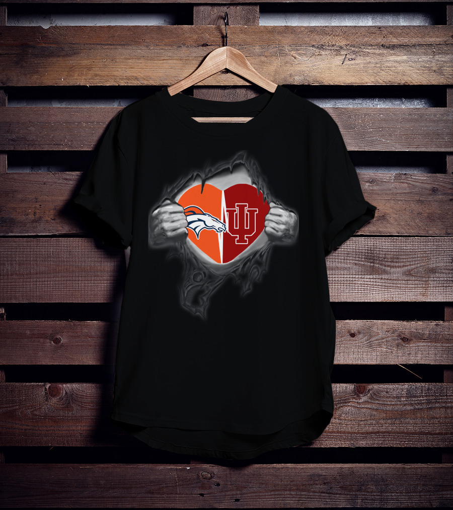 Denver Broncos Indiana Hoosiers Heart Inside T-Shirt