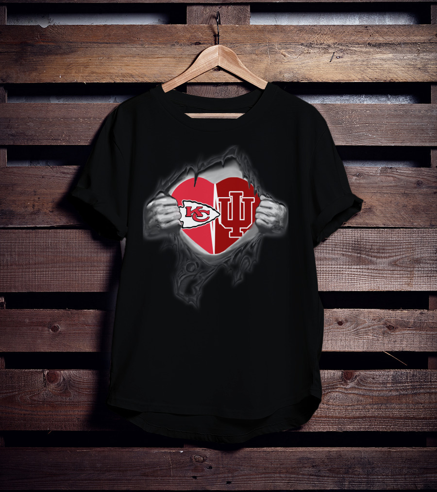 Kansas City Chiefs Indiana Hoosiers Heart Logo Fan Passion T-Shirt