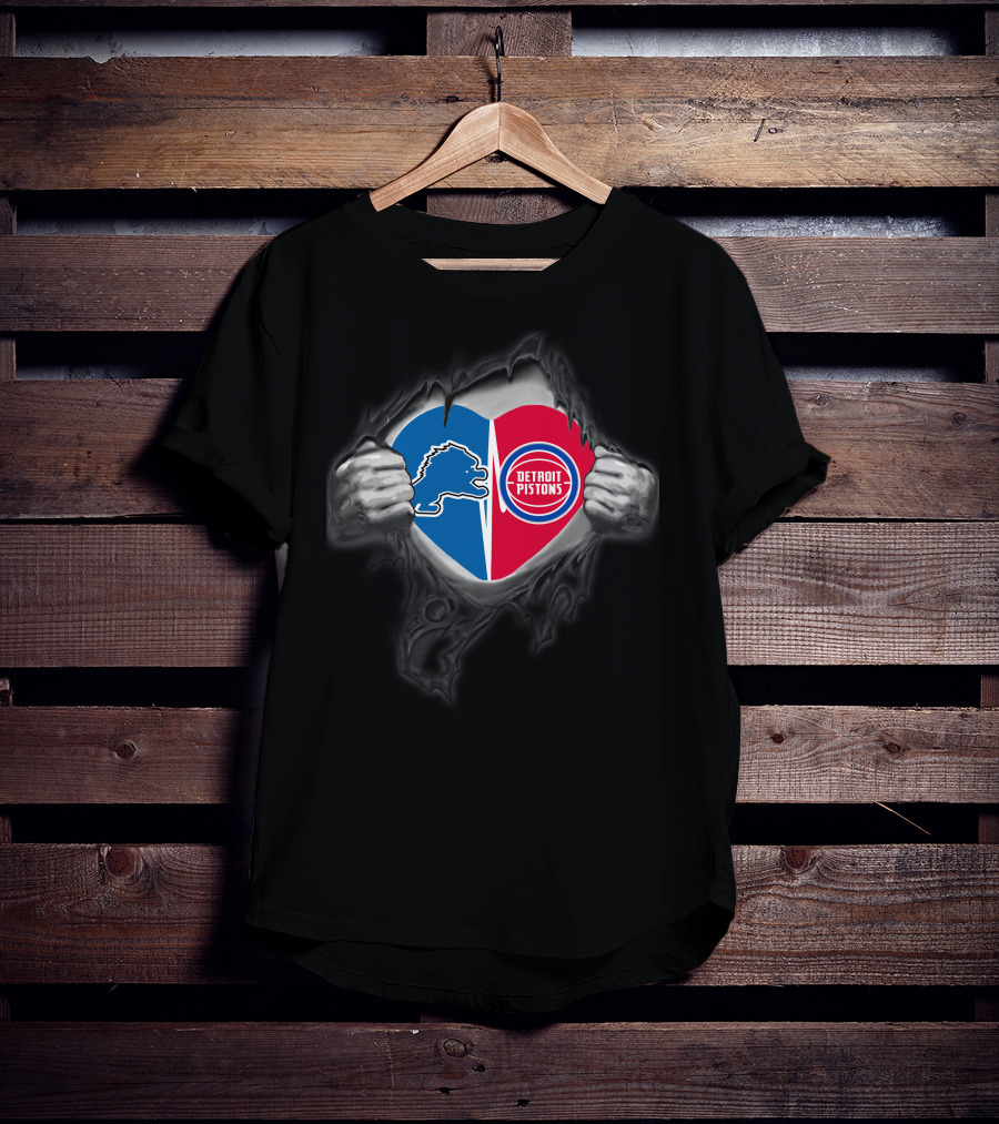 Lions Detroit Pistons Heart T-Shirt