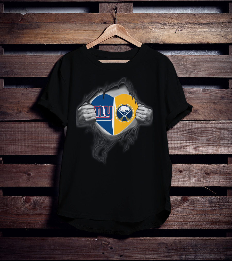 New York Giants Buffalo Sabres Heart T-Shirt