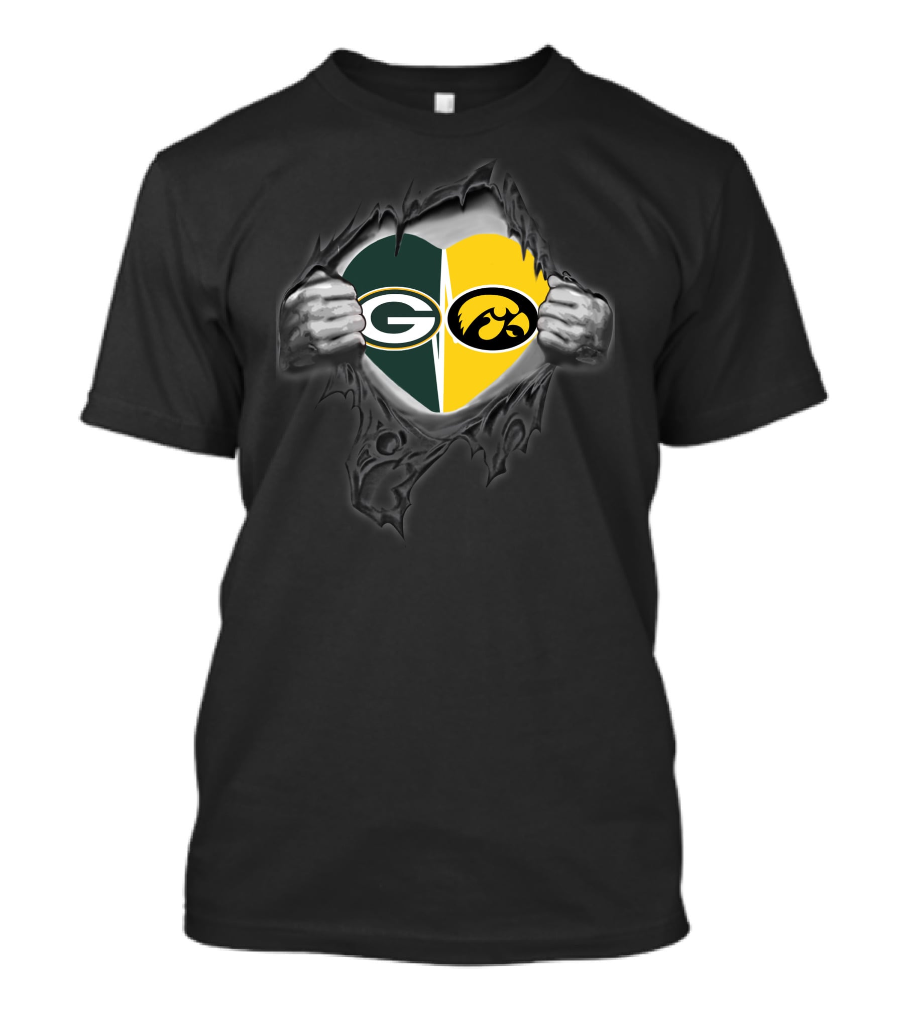 Packers Iowa Hawkeyes Heart Logo Tear T-Shirt