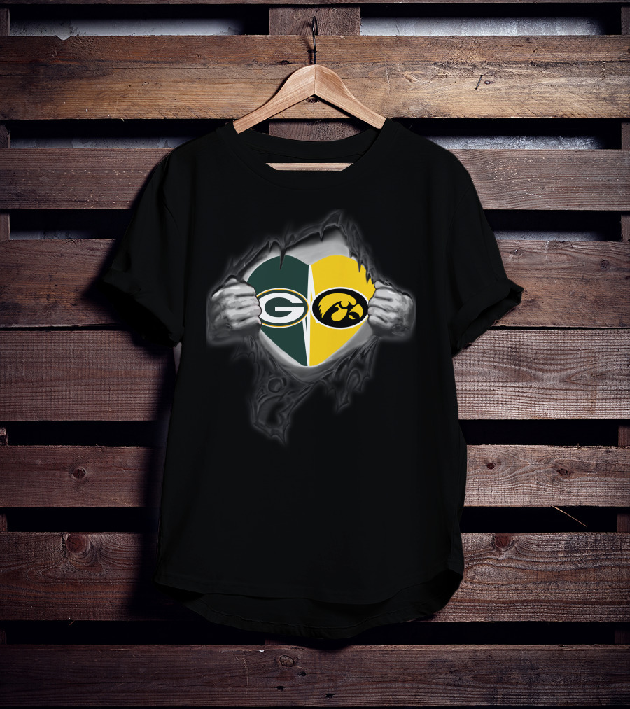 Packers Iowa Hawkeyes Heart Logo Tear T-Shirt