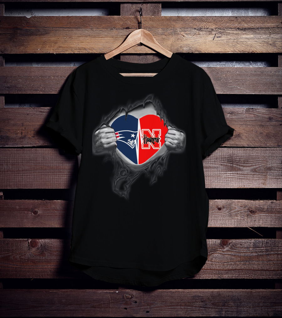 Patriots Huskers Heart Fan Loyalty Split T-Shirt