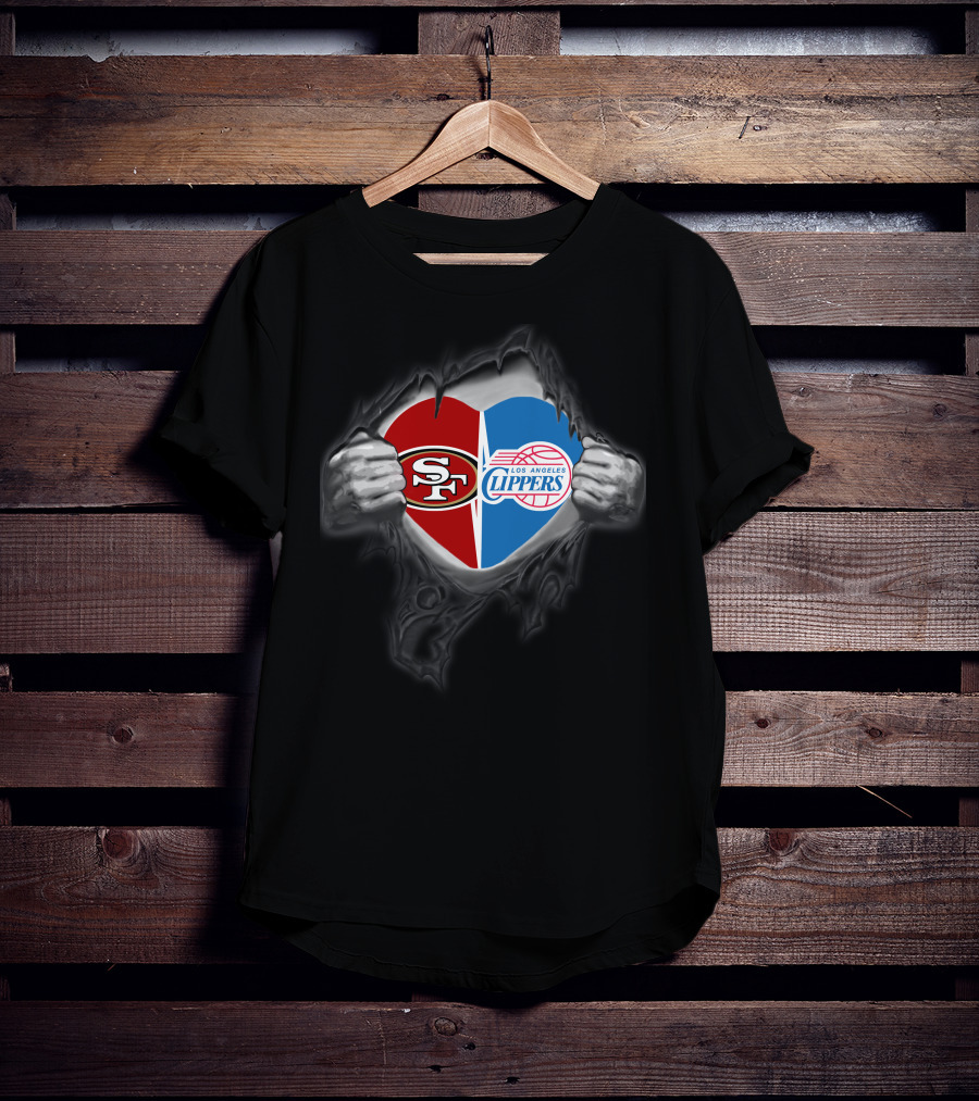 Sf 49ers Los Angeles Clippers Heart Logo Fan Pride T-Shirt