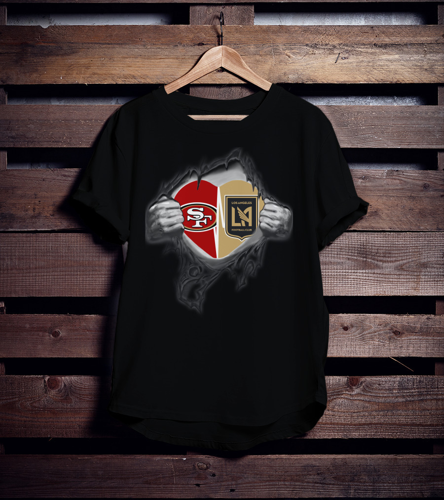 Sf 49ers Los Angeles Fc Heart Logo Fan Unity T-Shirt