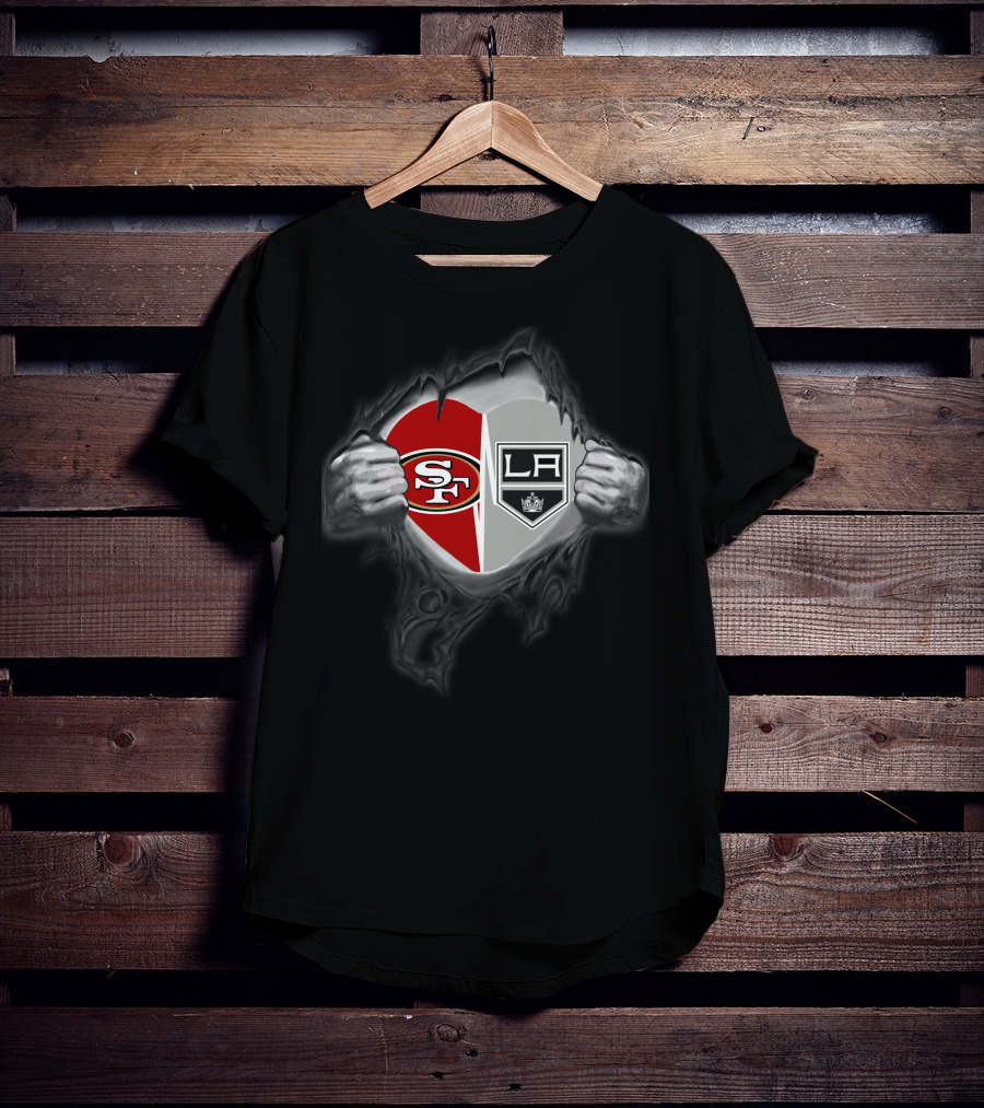 Sf 49ers Los Angeles Kings Heart Logos T-Shirt