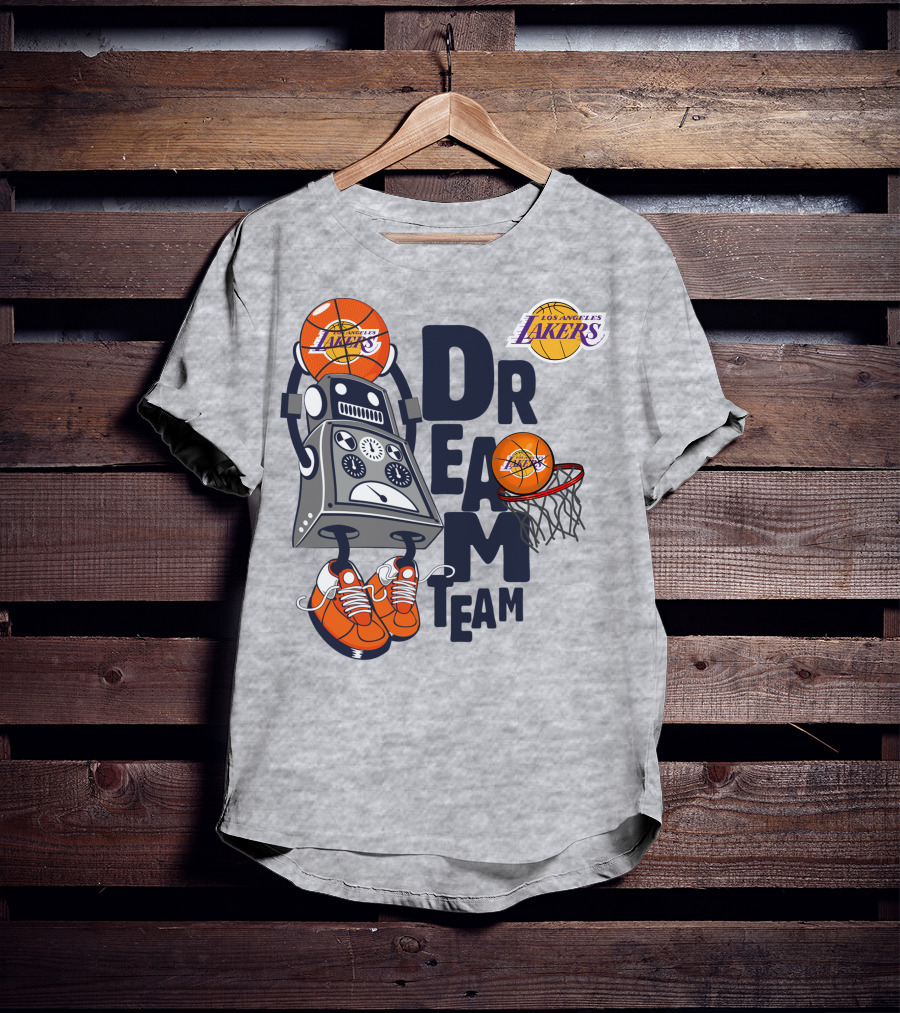 Los Angeles Lakers Dream Team Basketball Robot T-Shirt