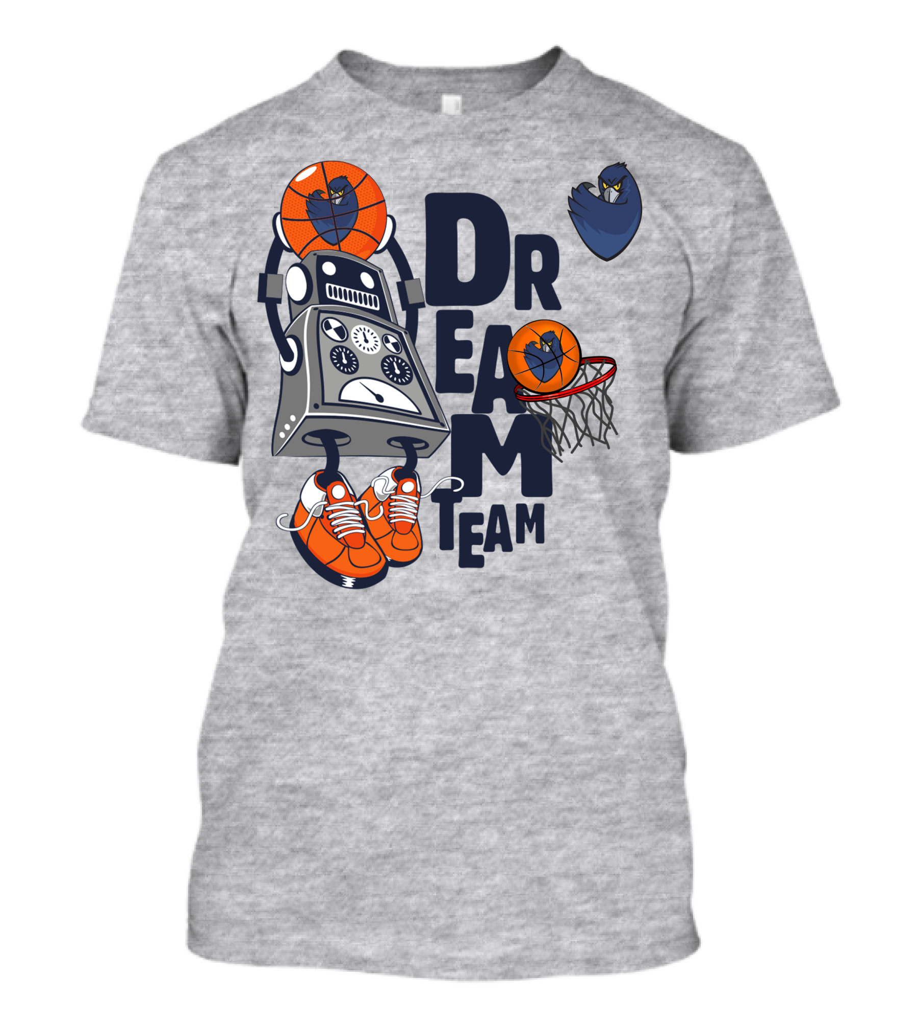 Monmouth Basketball Robot Team With Owl Hoop T-Shirt
