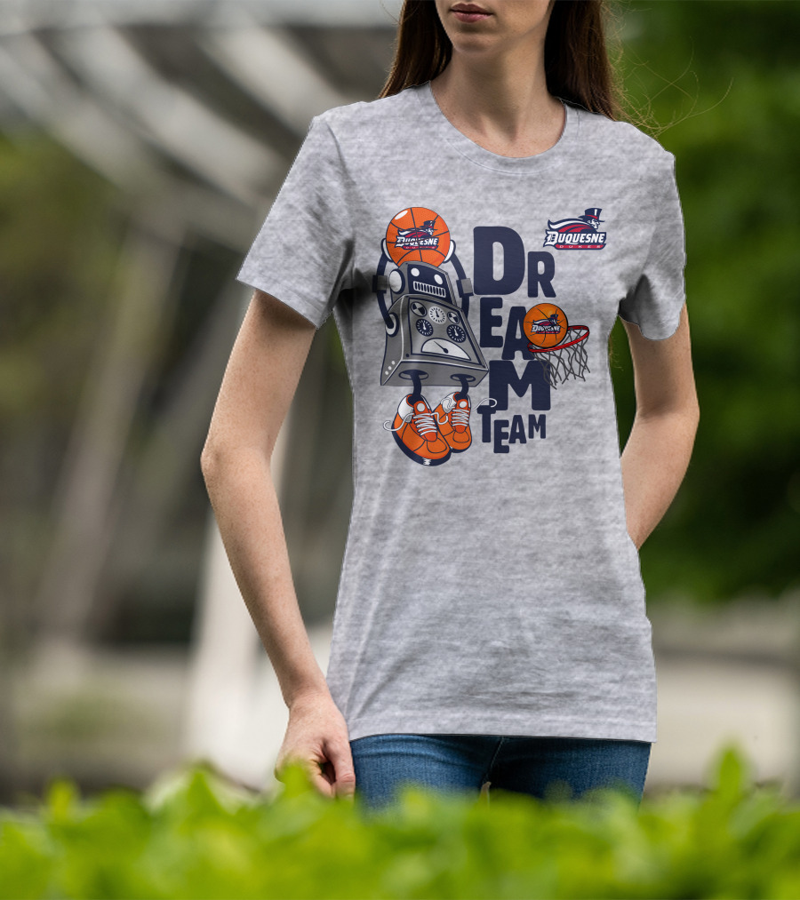 Duquesne Dukes Dream Team Basketball Robot And Hoop T-Shirt