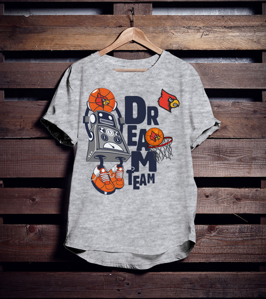 Louisville Dream Team Basketball Robot With Cardinal T-Shirt