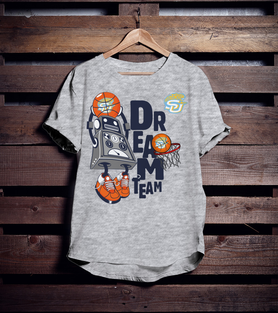 Dream Team Basketball Robot With Sneakers And Hoop T-Shirt