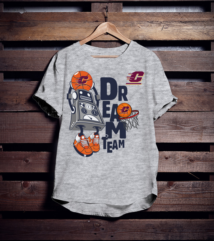 Central Michigan Dream Team Robot Basketball Sneaker T-Shirt