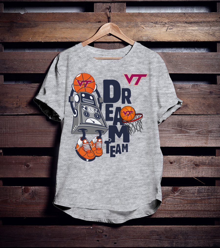 Virginia Tech Vt Dream Team Basketball Robot T-Shirt
