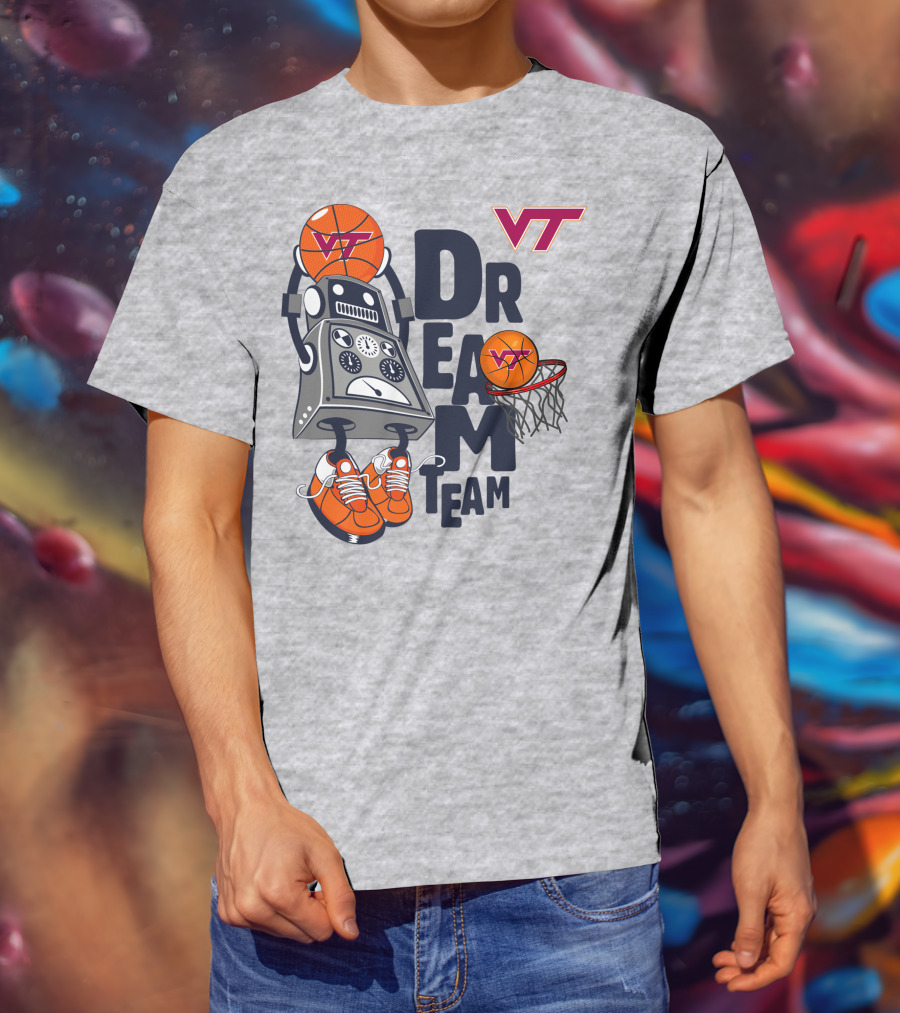 Virginia Tech Vt Dream Team Basketball Robot T-Shirt