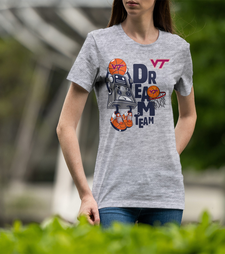 Virginia Tech Vt Dream Team Basketball Robot T-Shirt
