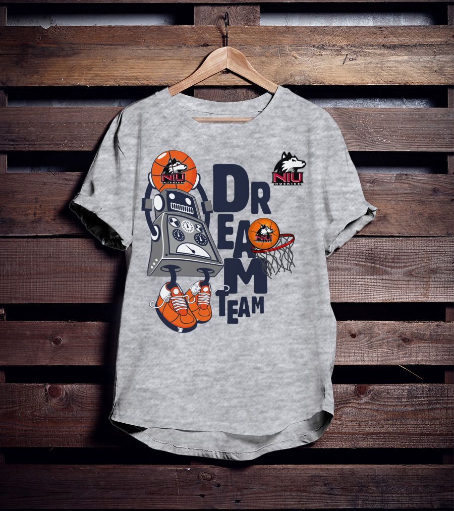 Niu Huskies Dream Team Basketball Robot T-Shirt