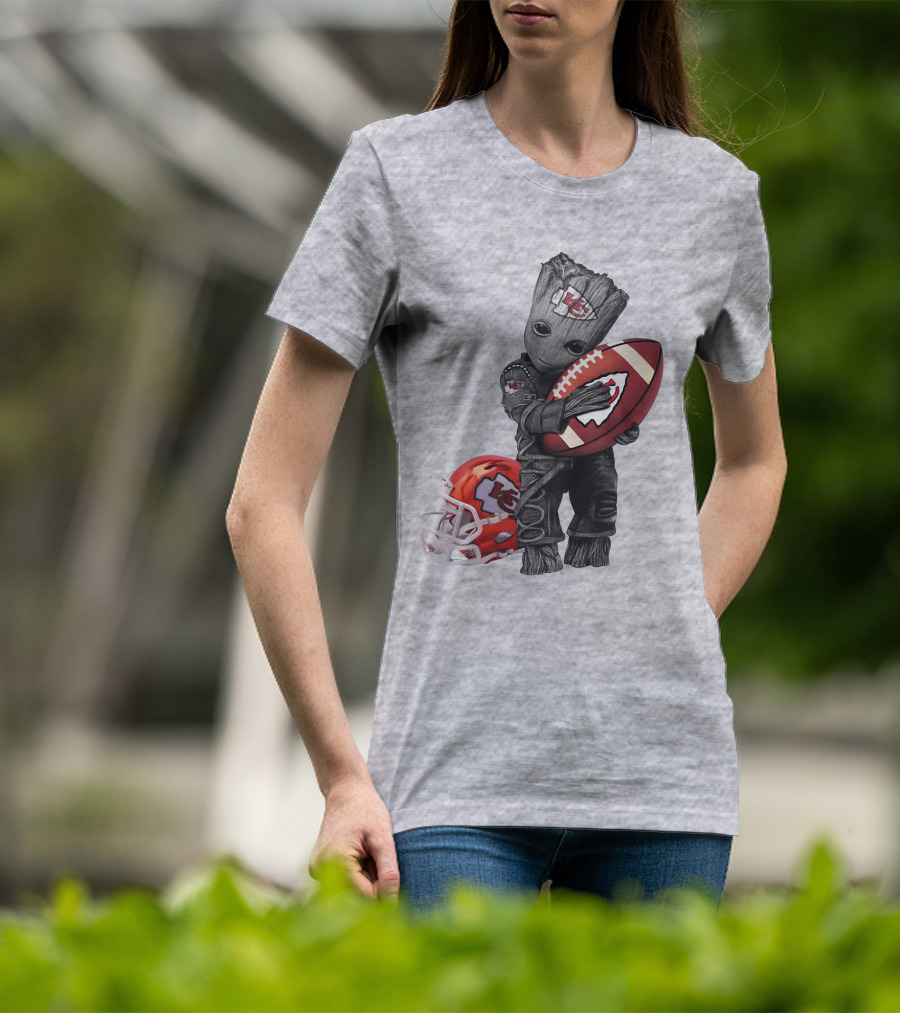 Kansas City Chiefs Baby Groot Football Helmet T-Shirt