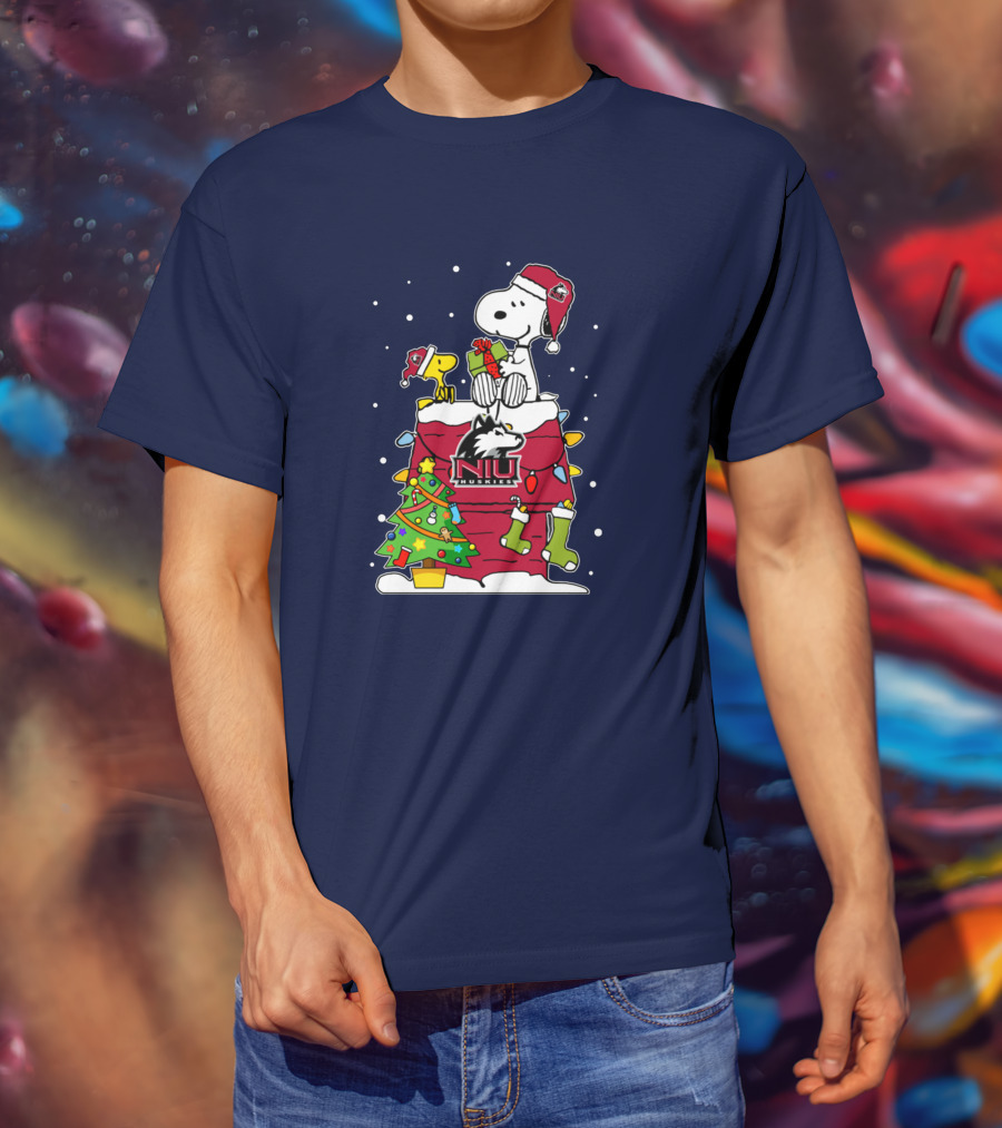 Northern Illinois Huskies Snoopy Woodstock Christmas Happy New Year T-Shirt