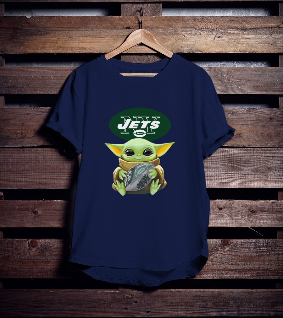 Jets Baby Yoda Holding Football New York T-Shirt