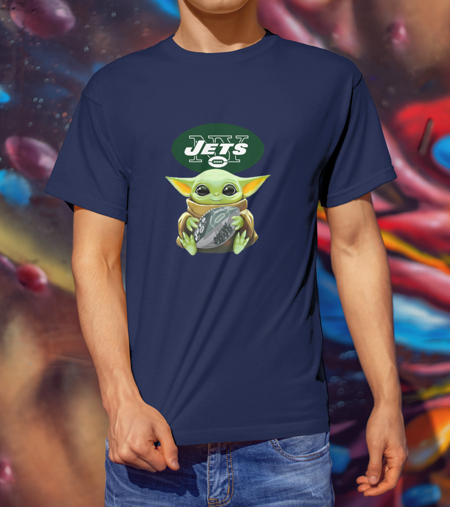 Jets Baby Yoda Holding Football New York T-Shirt