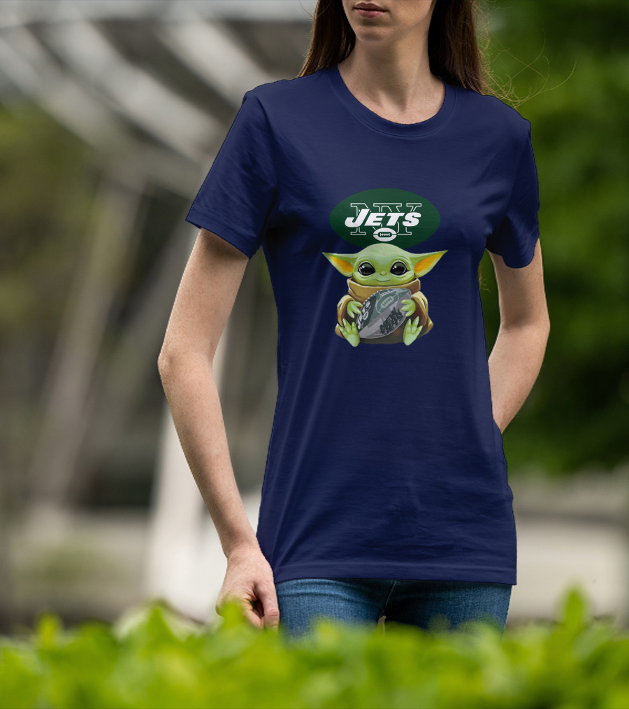 Jets Baby Yoda Holding Football New York T-Shirt