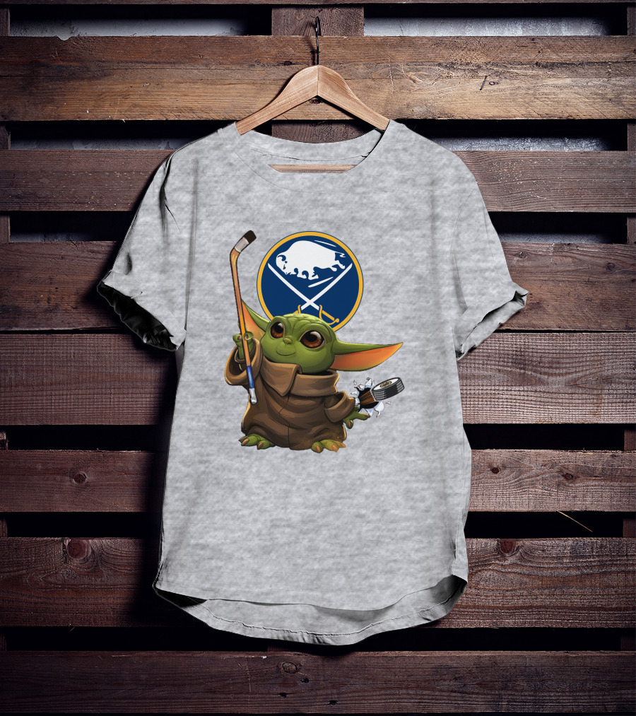 Buffalo Sabres Baby Yoda Hockey Stick And Puck T-Shirt