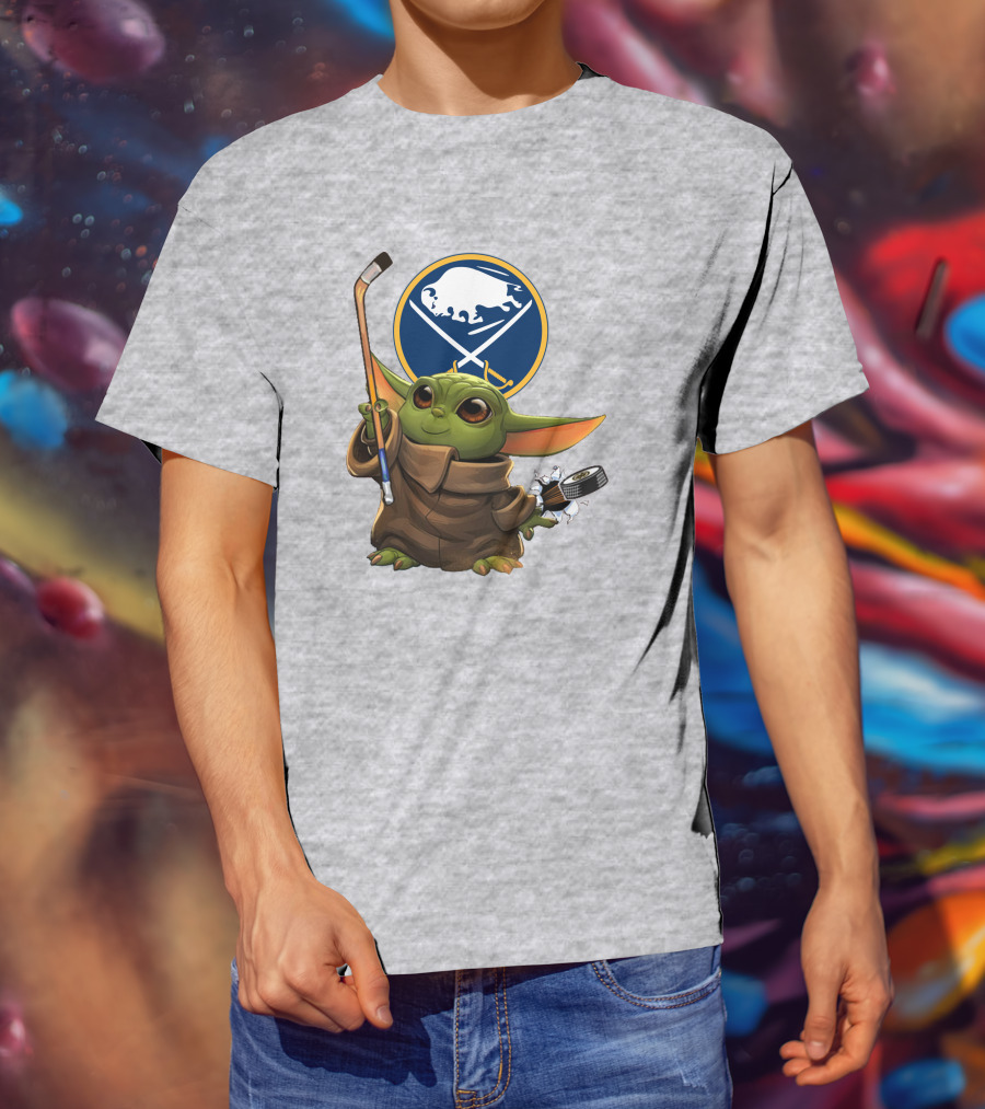Buffalo Sabres Baby Yoda Hockey Stick And Puck T-Shirt