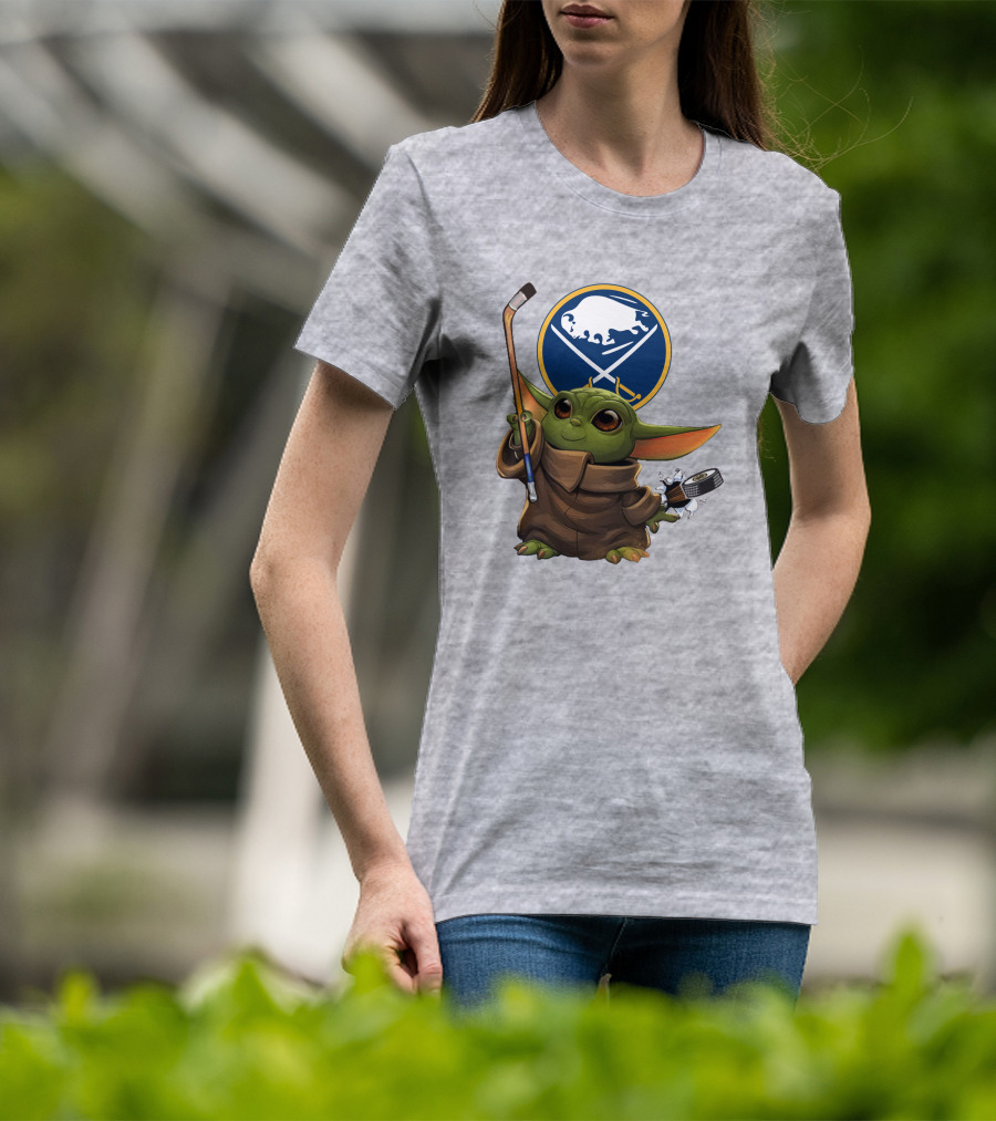 Buffalo Sabres Baby Yoda Hockey Stick And Puck T-Shirt