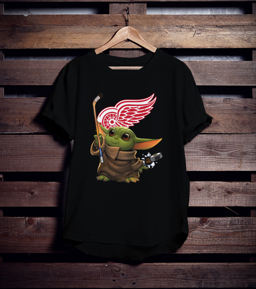 Detroit Red Wings Baby Yoda Hockey T-Shirt