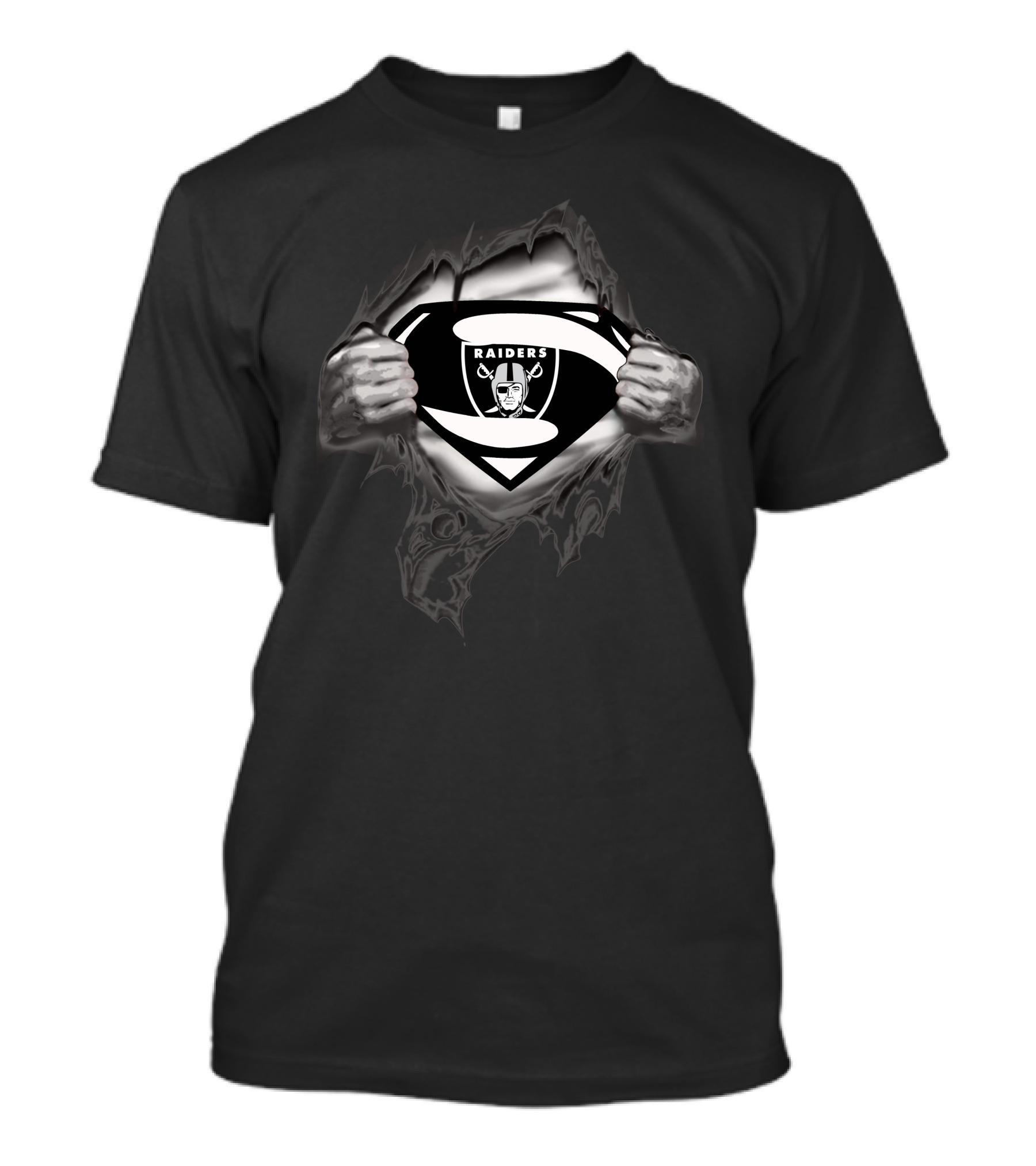 Superman Raiders Chest Reveal Emblem Oakland Nfl Fusion T-Shirt
