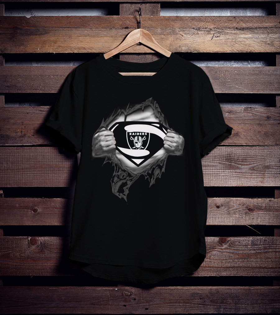 Superman Raiders Chest Reveal Emblem Oakland Nfl Fusion T-Shirt