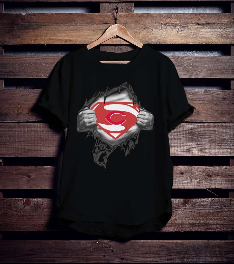 Cincinnati Reds Super Logo Superman Emblem T-Shirt