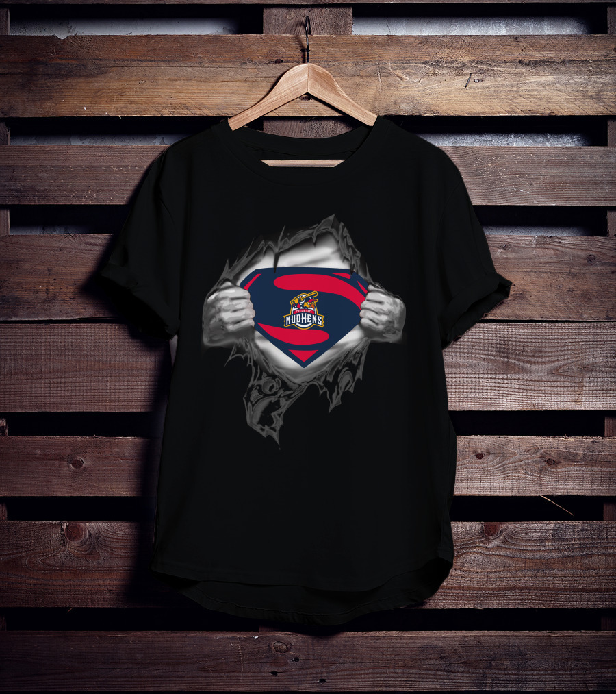 Toledo Mud Hens Superman Logo With Tattered Costume Effect T-Shirt