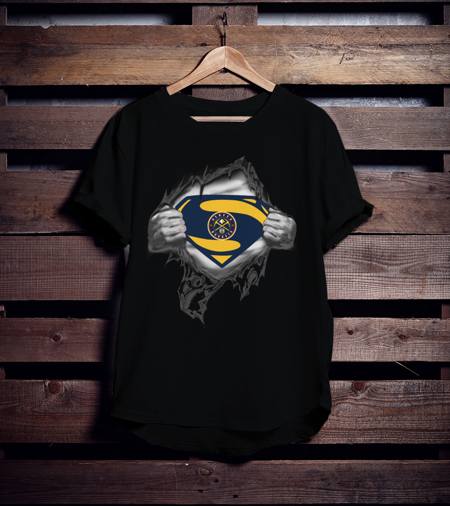 Denver Nuggets Logo Superman Emblem Busting Through T-Shirt