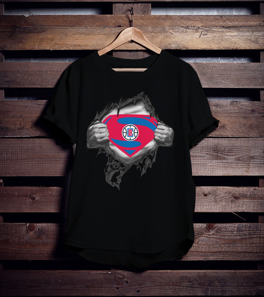 Los Angeles Clippers Super Man Logo Emblem Reveal T-Shirt