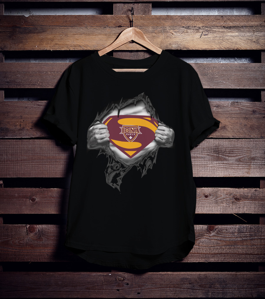 Iona Gaels Superman Logo Rip Chest T-Shirt