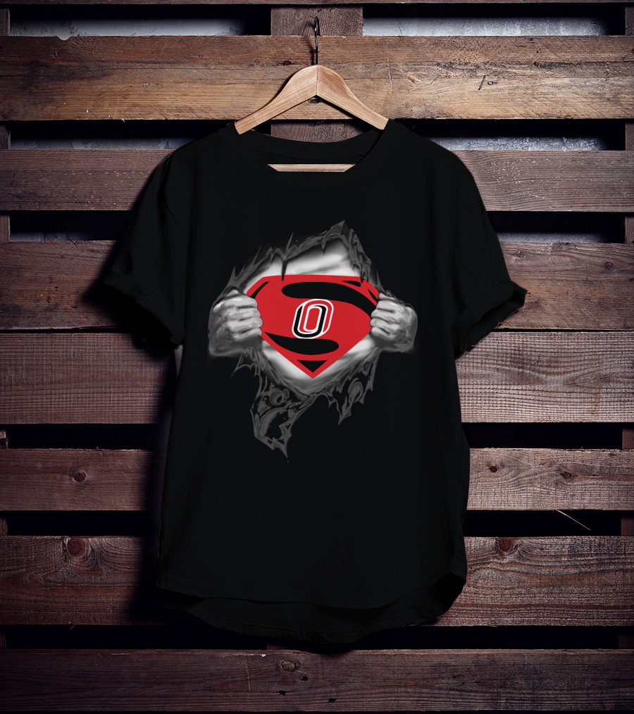 Nebraska Omaha Mavericks Super Man Rip T-Shirt